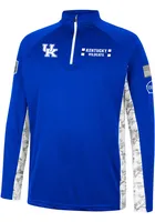 Colosseum Kentucky Wildcats Mens Blue American Hero Camo Long Sleeve Qtr Zip Pullover