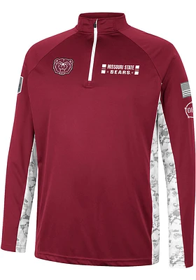 Colosseum Missouri State Bears Mens Maroon OHT American Hero Camo Long Sleeve Qtr Zip Pullover