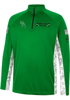 Colosseum North Texas Mean Green Mens Kelly OHT American Hero Camo Long Sleeve Qtr Zip Pullo..