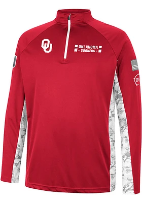 Colosseum Oklahoma Sooners Mens Crimson OHT American Hero Camo Long Sleeve Qtr Zip Pullover
