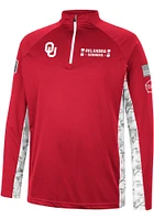 Colosseum Oklahoma Sooners Mens Crimson OHT American Hero Camo Long Sleeve Qtr Zip Pullover
