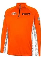 Colosseum Oklahoma State Cowboys Mens Orange OHT American Hero Camo Long Sleeve Qtr Zip Pullover