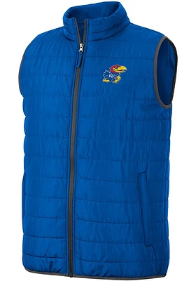 Colosseum Kansas Jayhawks Mens Blue Membership Puffer Sleeveless Jacket