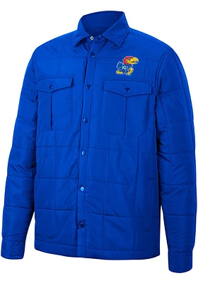 Colosseum Kansas Jayhawks Mens Blue Detonate Quilted Medium Weight Jacket