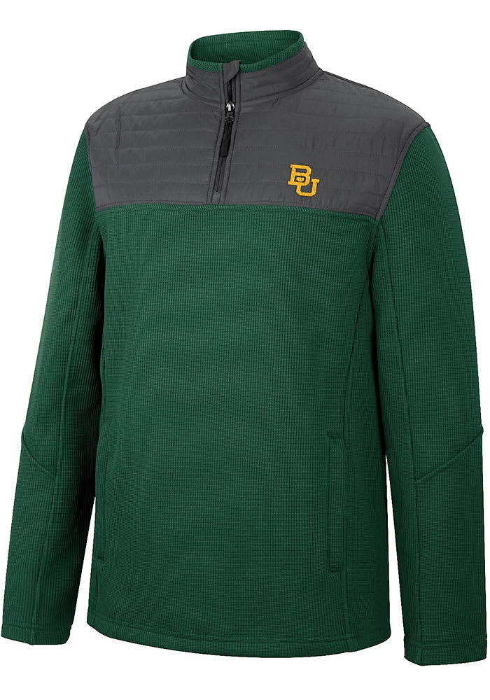Colosseum Baylor Bears Mens Green Good On You Long Sleeve Qtr Zip Pullover