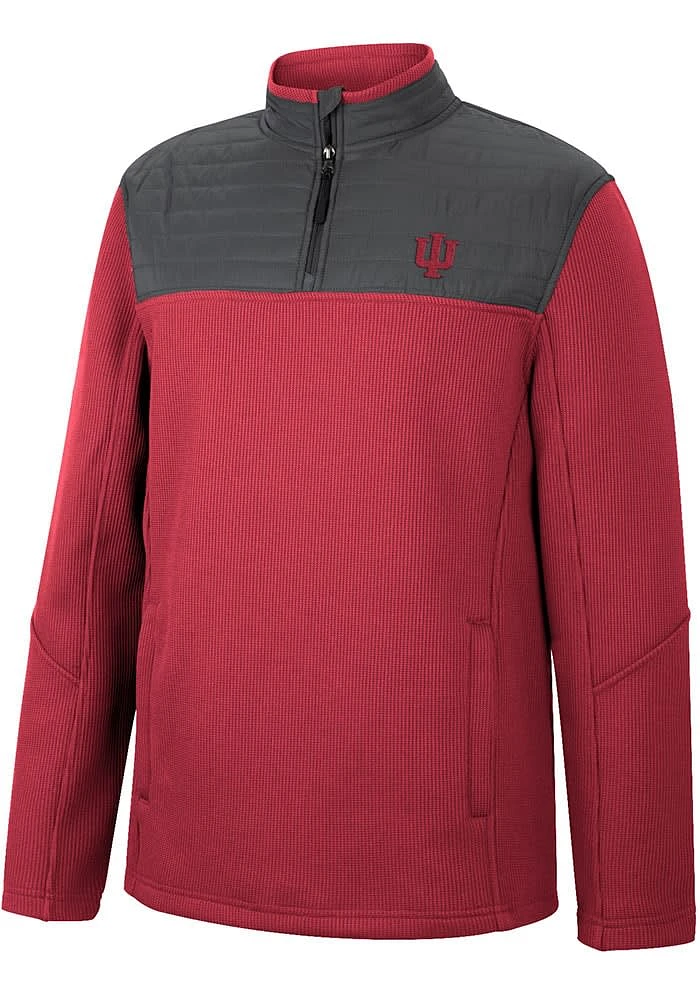 Colosseum Indiana Hoosiers Mens Crimson Good On You Long Sleeve Qtr Zip Pullover