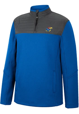 Colosseum Kansas Jayhawks Mens Blue Good On You Long Sleeve Qtr Zip Pullover