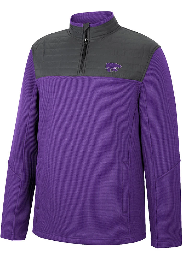 Colosseum K-State Wildcats Mens Purple Good On You Long Sleeve Qtr Zip Pullover