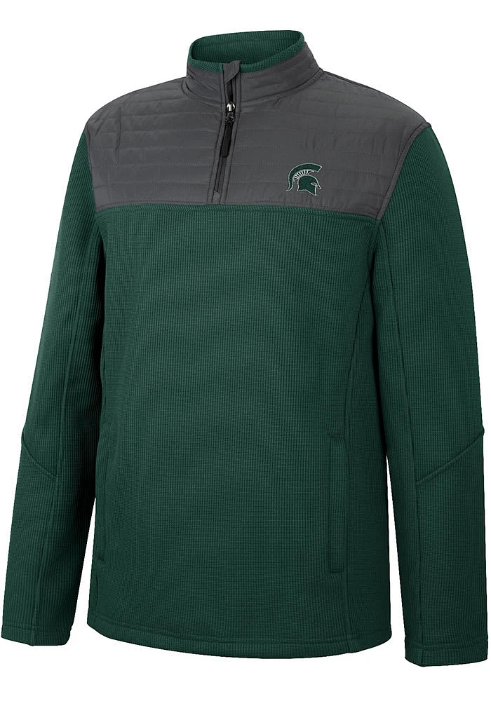 Colosseum Michigan State Spartans Mens Green Good On You Long Sleeve Qtr Zip Pullover