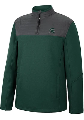 Colosseum Michigan State Spartans Mens Green Good On You Long Sleeve Qtr Zip Pullover
