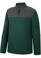 Colosseum Michigan State Spartans Mens Green Good On You Long Sleeve Qtr Zip Pullover