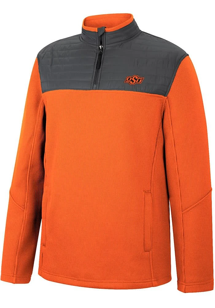 Colosseum Oklahoma State Cowboys Mens Orange Good On You Long Sleeve Qtr Zip Pullover