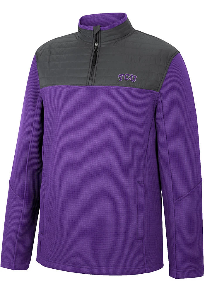Colosseum TCU Horned Frogs Mens Purple Good On You Long Sleeve Qtr Zip Pullover