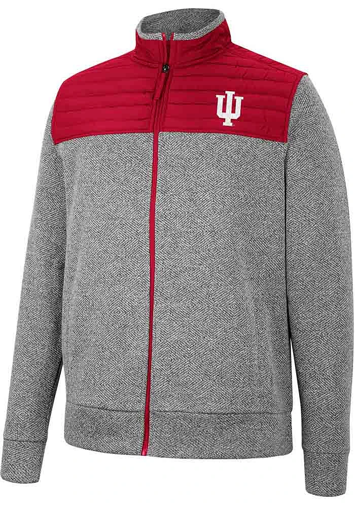 Colosseum Indiana Hoosiers Mens Charcoal Putter Herringbone Medium Weight Jacket