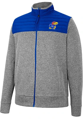 Colosseum Kansas Jayhawks Mens Charcoal Putter Herringbone Medium Weight Jacket