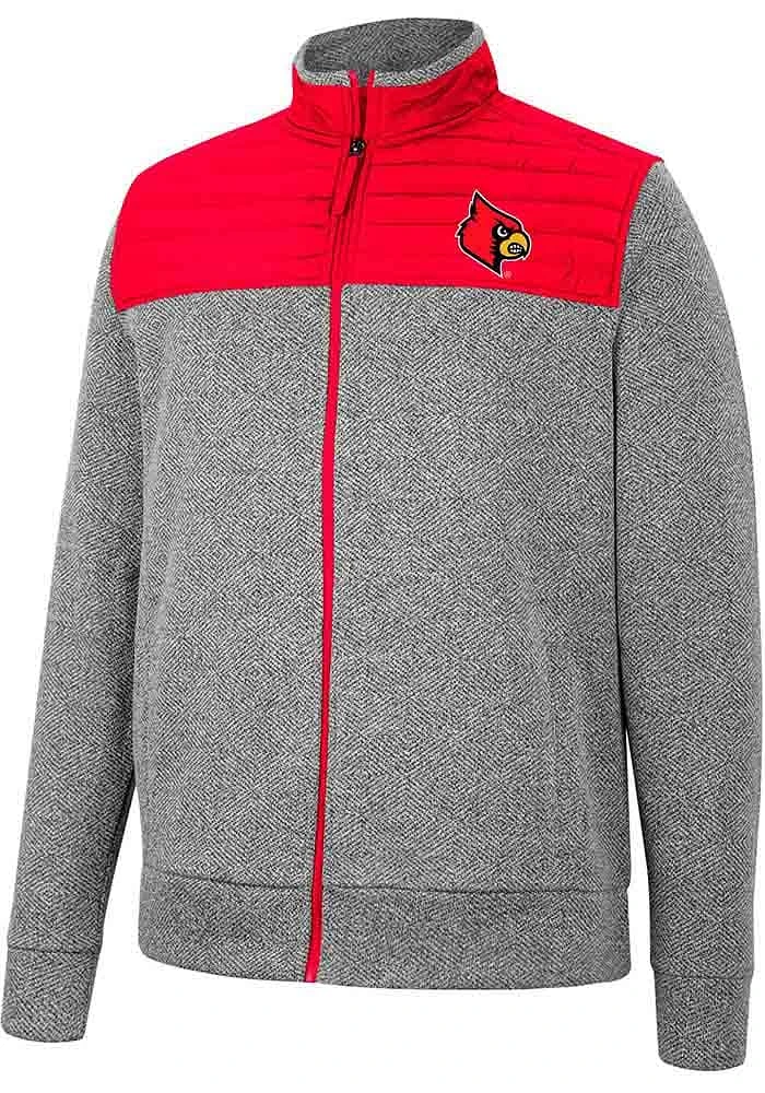 Colosseum Louisville Cardinals Mens Charcoal Putter Herringbone Medium Weight Jacket