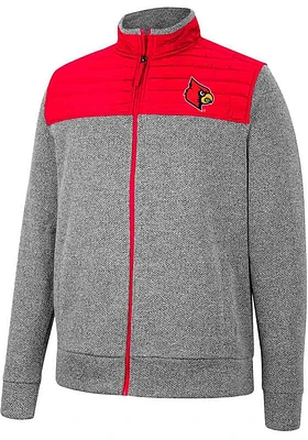 Colosseum Louisville Cardinals Mens Charcoal Putter Herringbone Medium Weight Jacket