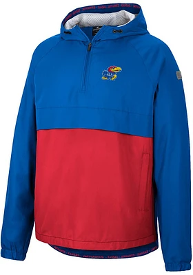 Colosseum Kansas Jayhawks Mens Blue Man To Beat Anorak Light Weight Jacket