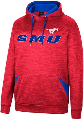 Colosseum SMU Mustangs Mens Red Bushwood Pullover Hood