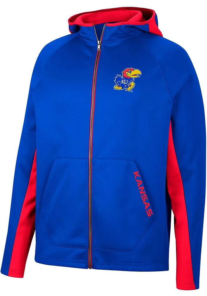 Colosseum Kansas Jayhawks Mens Blue Dr Beeper Long Sleeve Zip