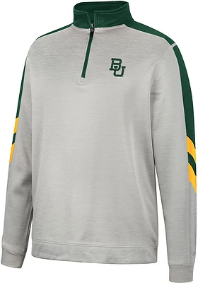 Colosseum Baylor Bears Mens Grey Bushwood Fleece Long Sleeve Qtr Zip Pullover