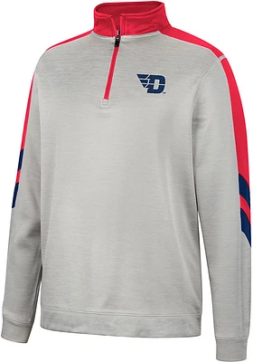 Colosseum Dayton Flyers Mens Grey Bushwood Fleece Long Sleeve Qtr Zip Pullover