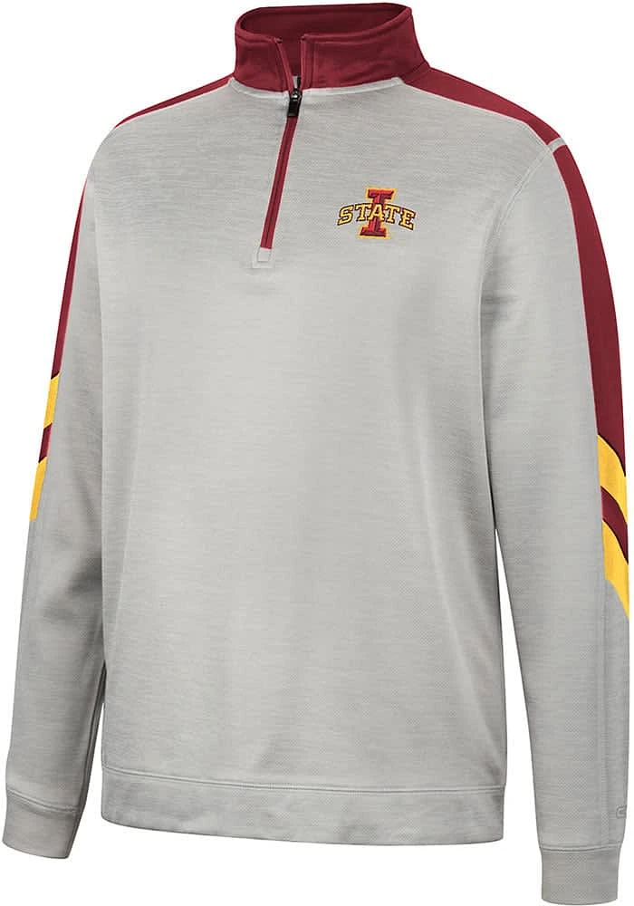 Colosseum Iowa State Cyclones Mens Grey Bushwood Fleece Long Sleeve Qtr Zip Pullover