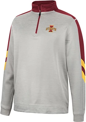 Colosseum Iowa State Cyclones Mens Grey Bushwood Fleece Long Sleeve Qtr Zip Pullover