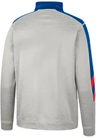 Colosseum Kansas Jayhawks Mens Grey Bushwood Fleece Long Sleeve Qtr Zip Pullover