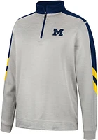 Colosseum Michigan Wolverines Mens Grey Bushwood Fleece Long Sleeve Qtr Zip Pullover