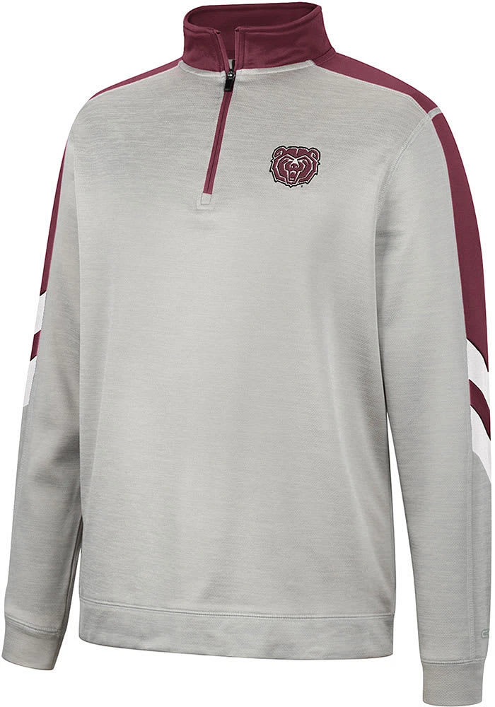 Colosseum Missouri State Bears Mens Grey Bushwood Fleece Long Sleeve Qtr Zip Pullover