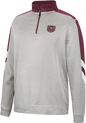 Colosseum Missouri State Bears Mens Grey Bushwood Fleece Long Sleeve Qtr Zip Pullover