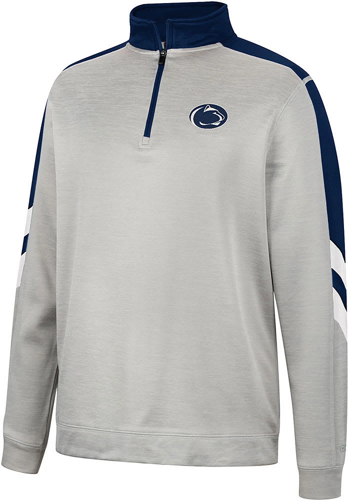 Colosseum Penn State Nittany Lions Mens Grey Bushwood Fleece Long Sleeve Qtr Zip Pullover