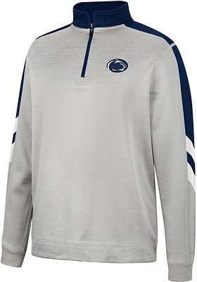 Colosseum Penn State Nittany Lions Mens Grey Bushwood Fleece Long Sleeve Qtr Zip Pullover
