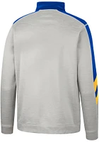 Colosseum Pitt Panthers Mens Grey Bushwood Fleece Long Sleeve Qtr Zip Pullover