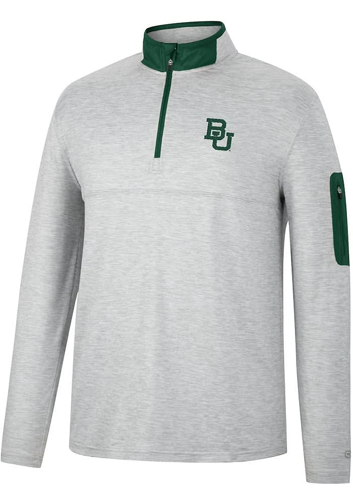 Colosseum Baylor Bears Mens Grey Country Club Long Sleeve Qtr Zip Pullover