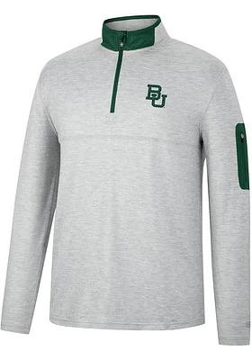 Colosseum Baylor Bears Mens Grey Country Club Long Sleeve Qtr Zip Pullover