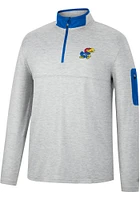 Colosseum Kansas Jayhawks Mens Grey Country Club Long Sleeve Qtr Zip Pullover