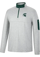 Colosseum Michigan State Spartans Mens Grey Country Club Long Sleeve Qtr Zip Pullover