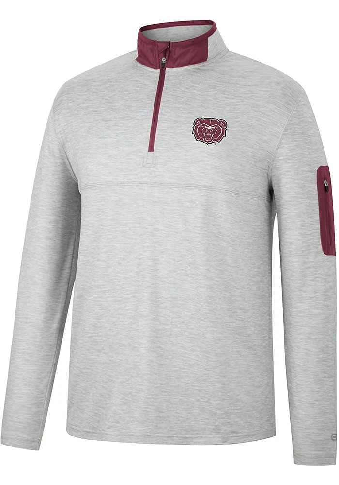 Colosseum Missouri State Bears Mens Grey Country Club Long Sleeve Qtr Zip Pullover