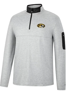 Colosseum Missouri Tigers Mens Grey Country Club Long Sleeve Qtr Zip Pullover