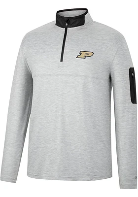 Colosseum Purdue Boilermakers Mens Grey Country Club Long Sleeve Qtr Zip Pullover