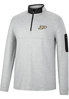 Colosseum Purdue Boilermakers Mens Grey Country Club Long Sleeve Qtr Zip Pullover