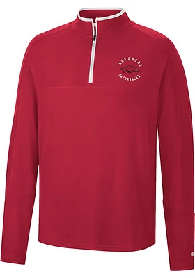 Colosseum Arkansas Razorbacks Mens Crimson Spaulding Long Sleeve Qtr Zip Pullover