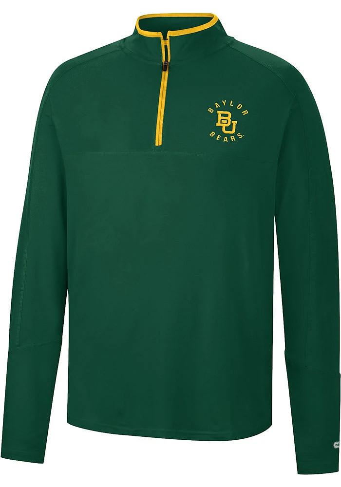 Colosseum Baylor Bears Mens Green Spaulding Long Sleeve Qtr Zip Pullover