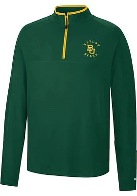 Colosseum Baylor Bears Mens Green Spaulding Long Sleeve Qtr Zip Pullover