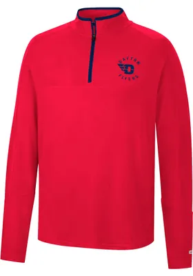 Colosseum Dayton Flyers Mens Red Spaulding Long Sleeve 1/4 Zip Pullover