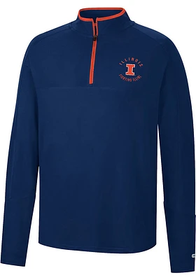 Colosseum Illinois Fighting Illini Mens Navy Blue Spaulding Long Sleeve Qtr Zip Pullover