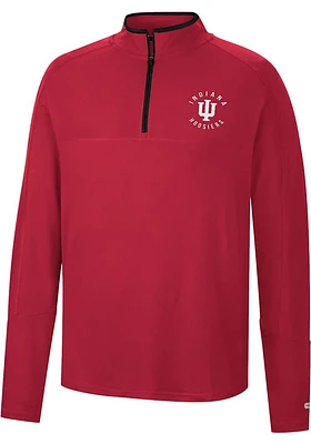 Colosseum Indiana Hoosiers Mens Crimson Spaulding Long Sleeve Qtr Zip Pullover