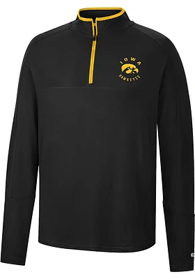 Colosseum Iowa Hawkeyes Mens Black Spaulding Long Sleeve Qtr Zip Pullover